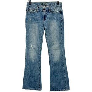 Abercrombie & Fitch Blue Denim Distressed Cotton Flare Bootcut Jeans Size 00 S